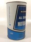Vintage Simpsons Sears Allstate All Season Motor Oil 1 Quart 1.13 Litres SAE 10W-30 Blue and White Metal Oil Can FULL