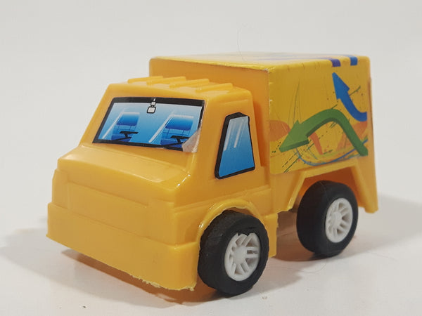 Cube Van Delivery Truck Pull Back Yellow Plastic Toy Car Vehicle