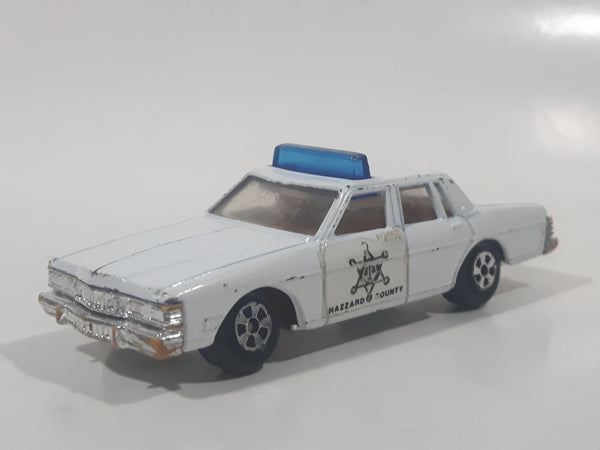 Vintage Warner Bro. ERTL Dukes of Hazzard 1980 Pontiac Bonneville Sheriff Police Cop White Die Cast Toy Car Vehicle TV Show Collectible Blue Lights