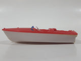 Vintage Red and White Speedboat Plastic Toy Watercraft Boat Made in Hong Kong No Windshield or Motor