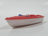 Vintage Red and White Speedboat Plastic Toy Watercraft Boat Made in Hong Kong No Windshield or Motor