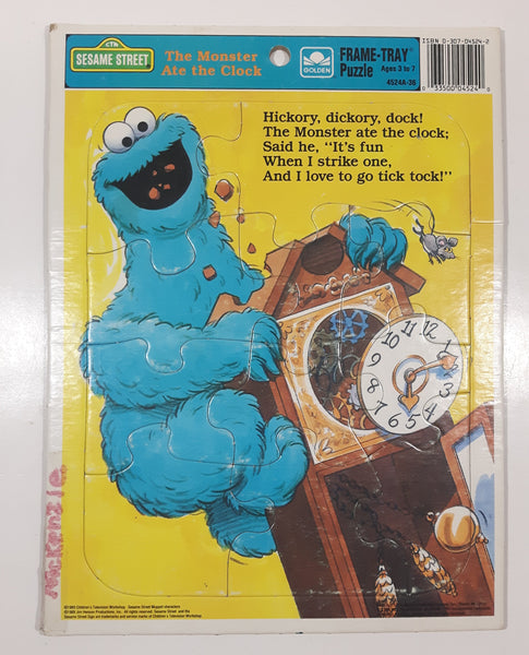 Vintage 1989 Golden CTW Sesame Street The Monster Ate The Clock Frame Tray Puzzle