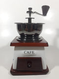Vintage Cafe Blue Flowers White Porcelain Wood and Metal Coffee Grinder Mill