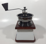 Vintage Cafe Blue Flowers White Porcelain Wood and Metal Coffee Grinder Mill