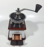 Vintage Cafe Blue Flowers White Porcelain Wood and Metal Coffee Grinder Mill