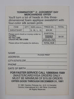 1991 Carolco Pictures T-2 Terminator 2 Judgement Day Merchandise Offer Collector's Sweatshirt Trading Card