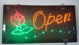 Red Rose Flower Themed 9 7/8" x 18 7/8" LED Light Up Open Sign