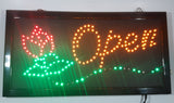 Red Rose Flower Themed 9 7/8" x 18 7/8" LED Light Up Open Sign