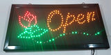Red Rose Flower Themed 9 7/8" x 18 7/8" LED Light Up Open Sign