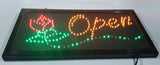 Red Rose Flower Themed 9 7/8" x 18 7/8" LED Light Up Open Sign