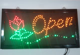 Red Rose Flower Themed 9 7/8" x 18 7/8" LED Light Up Open Sign