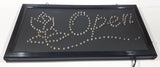 Red Rose Flower Themed 9 7/8" x 18 7/8" LED Light Up Open Sign