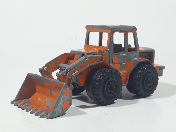 Vintage Majorette No. 211 & 263 Tracto Bull Dozer Front End Loader Orange 1/87 Scale Die Cast Toy Construction Equipment Vehicle