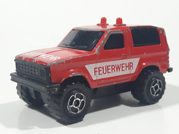 Vintage Majorette Sonic Flashers Ford Bronco Feuerwehr Fire Red Die Cast Toy Car Vehicle
