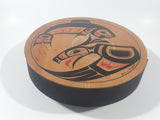 Vintage Clarence A. Wells Salmon Themed 10 1/2" Bent Wood Aboriginal Drum Art