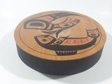 Vintage Clarence A. Wells Salmon Themed 10 1/2" Bent Wood Aboriginal Drum Art