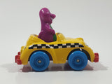 1993 The Lyons Group Kid Dimensions Barney The Dinosaur Taxi Cab Yellow Die Cast Toy Car Vehicle