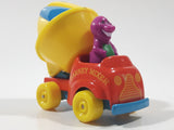 1993 The Lyons Group Kid Dimensions Barney The Dinosaur Cement Mixer Truck Red and Yellow Die Cast Toy Car Vehicle