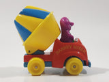 1993 The Lyons Group Kid Dimensions Barney The Dinosaur Cement Mixer Truck Red and Yellow Die Cast Toy Car Vehicle
