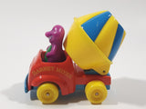 1993 The Lyons Group Kid Dimensions Barney The Dinosaur Cement Mixer Truck Red and Yellow Die Cast Toy Car Vehicle
