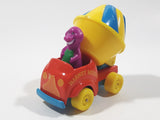 1993 The Lyons Group Kid Dimensions Barney The Dinosaur Cement Mixer Truck Red and Yellow Die Cast Toy Car Vehicle