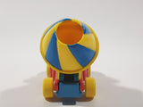 1993 The Lyons Group Kid Dimensions Barney The Dinosaur Cement Mixer Truck Red and Yellow Die Cast Toy Car Vehicle