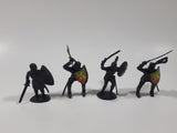 Set of 4 Black Knights In Different Poses 2 1/4" Tall Plastic Toy Figures