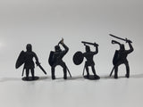 Set of 4 Black Knights In Different Poses 2 1/4" Tall Plastic Toy Figures