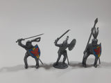 Set of 3 Grey Knights In Different Poses 2 1/4" Tall Plastic Toy Figures