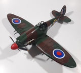 Vintage Spitfire Style Camouflage Fighter Plane Large 12" Tin Metal Military Airplane