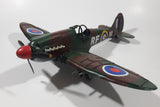 Vintage Spitfire Style Camouflage Fighter Plane Large 12" Tin Metal Military Airplane