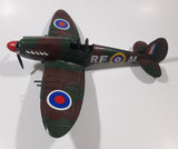 Vintage Spitfire Style Camouflage Fighter Plane Large 12" Tin Metal Military Airplane