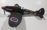 Vintage Spitfire Style Camouflage Fighter Plane Large 12" Tin Metal Military Airplane