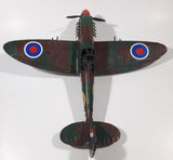 Vintage Spitfire Style Camouflage Fighter Plane Large 12" Tin Metal Military Airplane