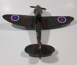 Vintage Spitfire Style Camouflage Fighter Plane Large 12" Tin Metal Military Airplane