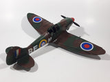 Vintage Spitfire Style Camouflage Fighter Plane Large 12" Tin Metal Military Airplane
