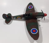 Vintage Spitfire Style Camouflage Fighter Plane Large 12" Tin Metal Military Airplane