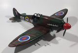 Vintage Spitfire Style Camouflage Fighter Plane Large 12" Tin Metal Military Airplane