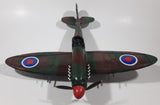 Vintage Spitfire Style Camouflage Fighter Plane Large 12" Tin Metal Military Airplane