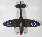 Vintage Spitfire Style Camouflage Fighter Plane Large 12" Tin Metal Military Airplane