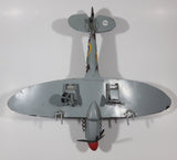 Vintage Spitfire Style Camouflage Fighter Plane Large 12" Tin Metal Military Airplane