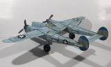 Vintage Lockheed P-38 Lightning Style Light Blue Plane Large 14 1/4" Long Tin Metal Military Airplane