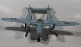 Vintage Lockheed P-38 Lightning Style Light Blue Plane Large 14 1/4" Long Tin Metal Military Airplane