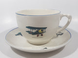Antiques T.C. Green & Co Ltd Church Gresley Early Military Fighter Airplanes Ceramic Pottery Saucer Plate and Mug Cup Soup Bowl with Handle Made in England