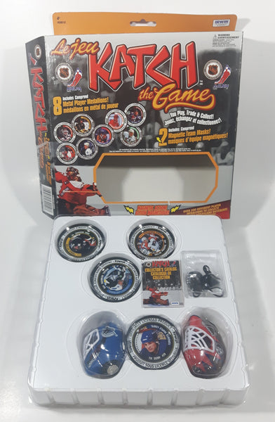 1998 NHL Katch The Game Medallion and Magnetic Goalie Helmet Set Vancouver Canucks and  Edmonton Oilers New In Box Previously Opened