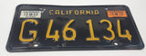 Vintage 1969 1970 California Black with Yellow Letters Vehicle License Plate G46 134