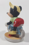 Vintage Walt Disney Productions Mickey Mouse Riding A Bicycle 4" Tall Porcelain Ceramic Figurine