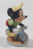 Vintage Walt Disney Productions Mickey Mouse Riding A Bicycle 4" Tall Porcelain Ceramic Figurine