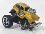 New Ray Monster Truck Gold with Dragons Pull Back Action Die Cast Toy Car Vehicle Missing Front Wheels