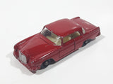 Vintage 1960s Lesney Matchbox Series No. 53 Mercedes-Benz 220 SE Dark Red Die Cast Toy Car Vehicle with Opening Doors
